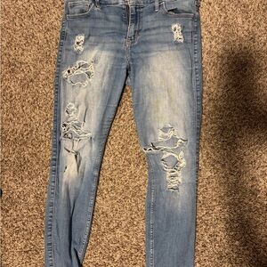 Stylish Blue Distressed Women's Jeans